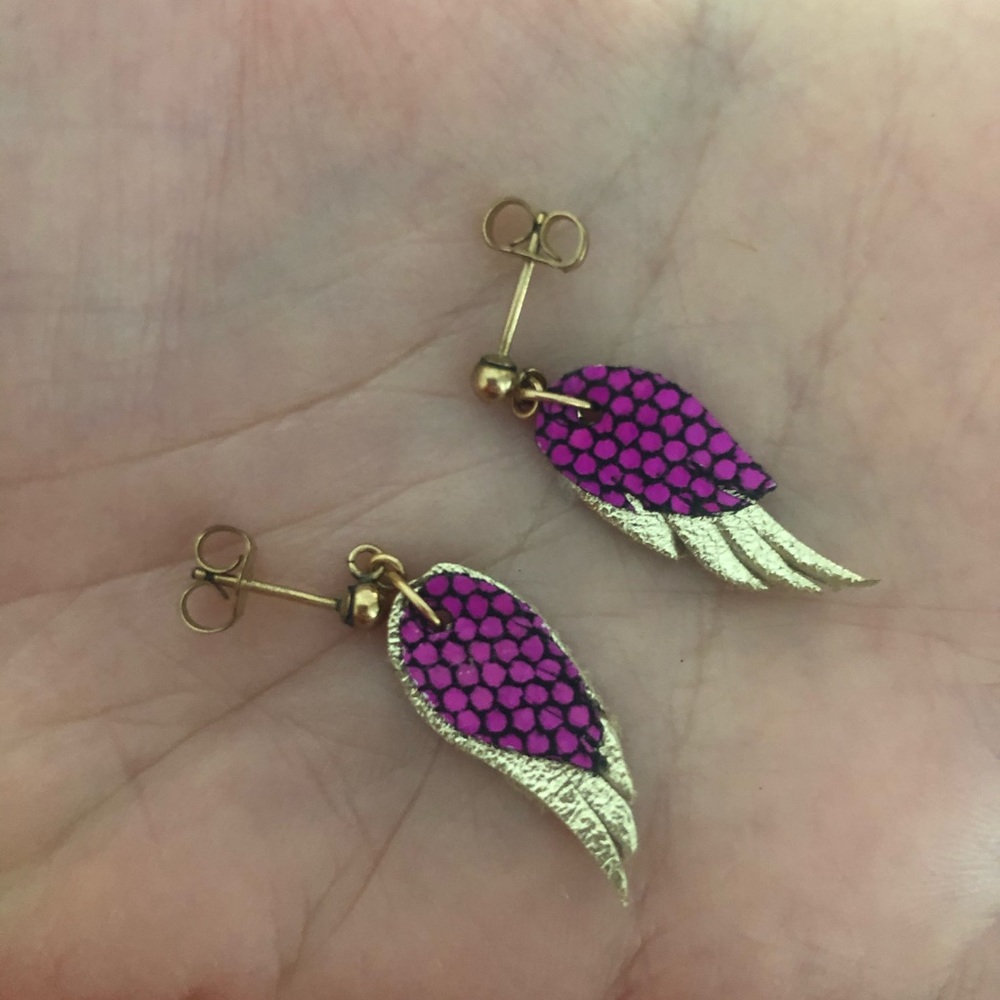 Unique Leather Cut Out Wing Earrings (Pair)